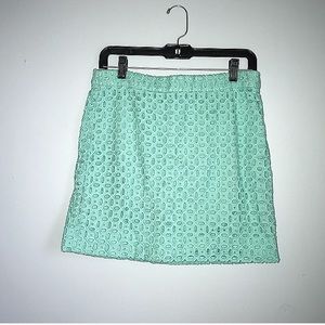 J. Crew | mint eyelet mini skirt size 10